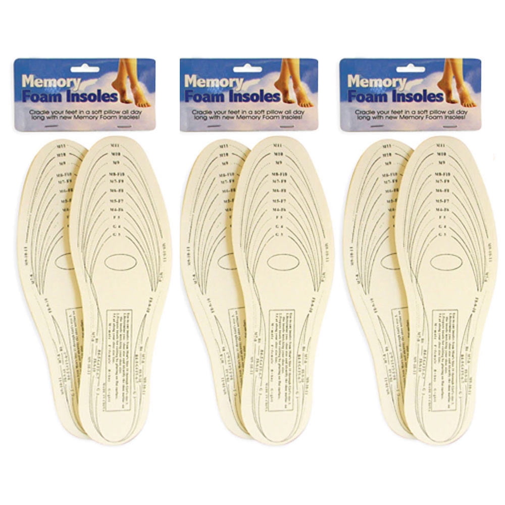 3 Pair Memory Foam Insoles Shoe Comfort Unisex Size Cushion Feet Pad Heel  Shock - Walmart.com